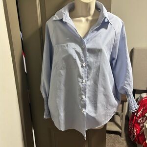 Women's Light Blue Button-Up Shirt